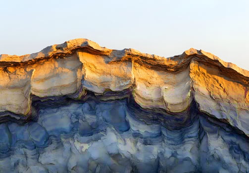 Layered Rock Formation Showing Geological Strata photo