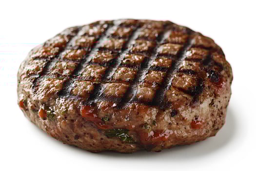 Grilled Beef Patty With Grill Marks And Sauce photo