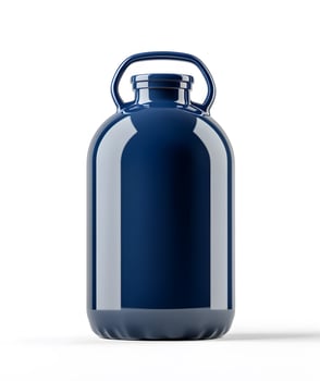 A dark blue ceramic jug with a handle photo