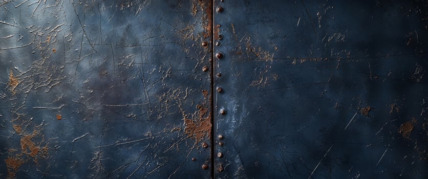 A close up of a rusty metal door with rivets photo