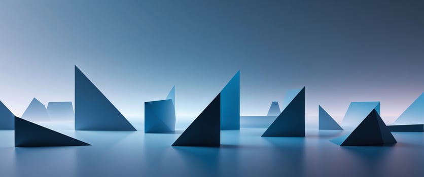 Angular forms create geometric abstraction in varying shades of blue. photo