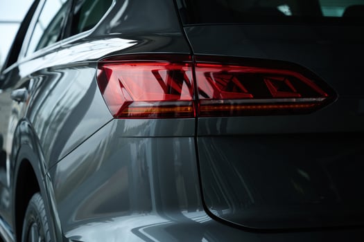Close, up view of modern black car that is parked photo