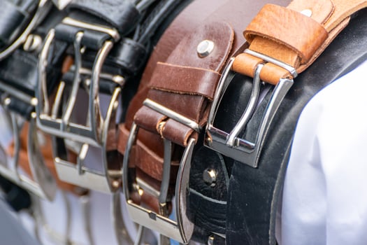 leather belts and metal buckle handicraft belts for sale photo