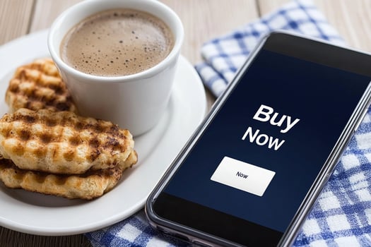Buy now on mobile phone photo