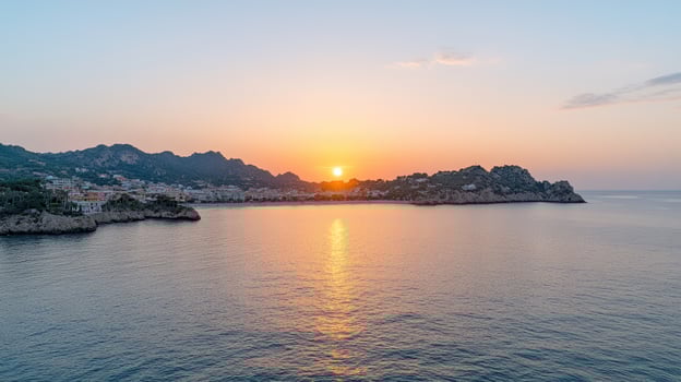 Sunset over the sea in capri, italy photo