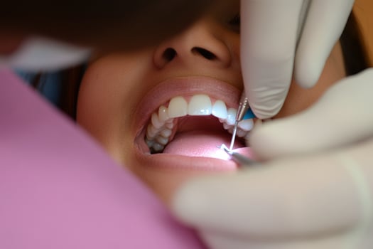 A woman getting her teeth cleaned photo