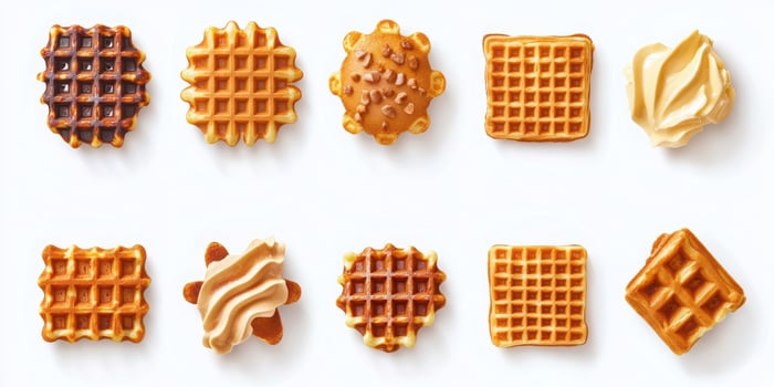 Belgian waffle dessert set, isolated white background photo