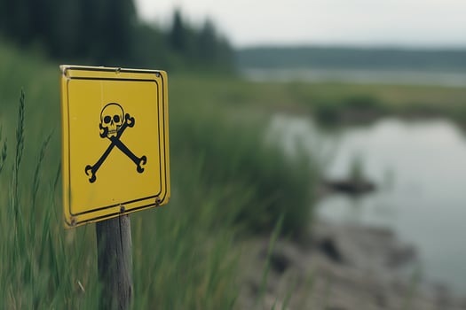 A sign that says poison is in the grass photo