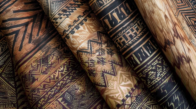 Tribal Inspired Textile Design in Earthy Tones for Bohemian Fashion and Decor photo