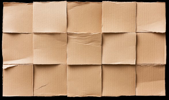 Textured Surface of Multiple Brown Cardboard Pieces Arranged in a Grid Pattern for Background or Creative Projects in Various Industries photo