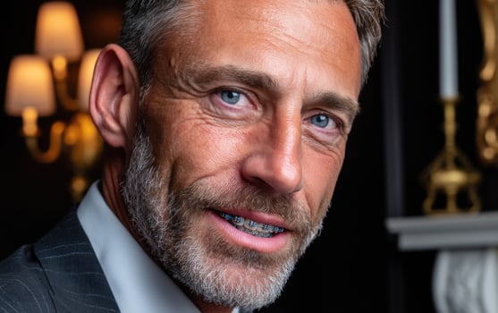 A man with a beard and a suit and tie photo