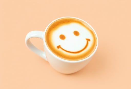A cup of coffee with a smiley face drawn on it photo