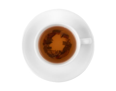 Herbal tea with berries on white photo