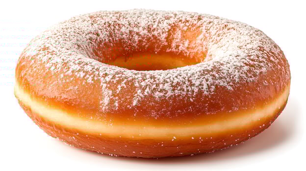 Golden Brown Glazed Donut with Powdered Sugar photo