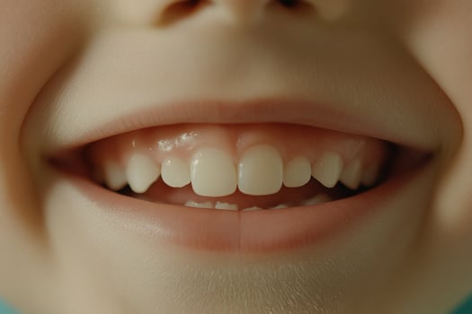 A close up of a child's teeth with a smile photo