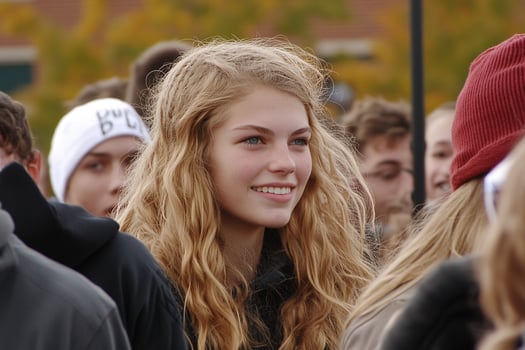 A girl with long blonde hair photo