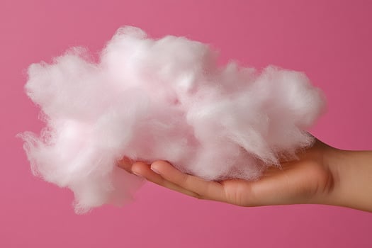 A person holding a cotton ball on a pink background photo