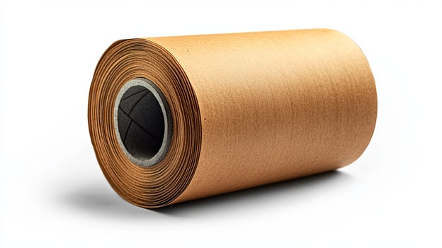 A roll of brown paper on a white background photo