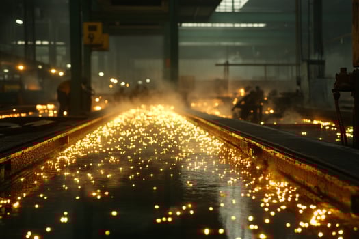 A factory with lots of lights and sparks photo