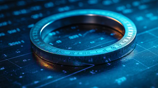 A ring on a table with a computer photo