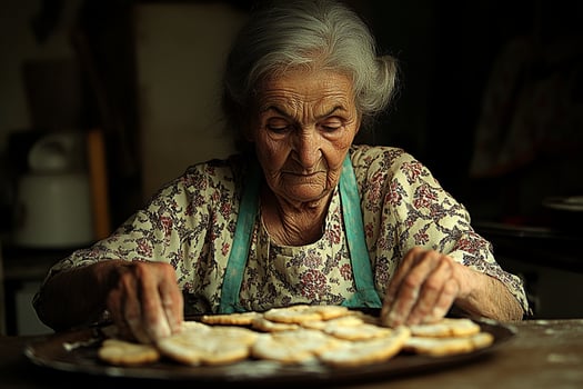 An old woman making cookies photo