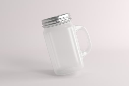 Classic Clear Mason Jar Mug with Silver Lid and Handle photo