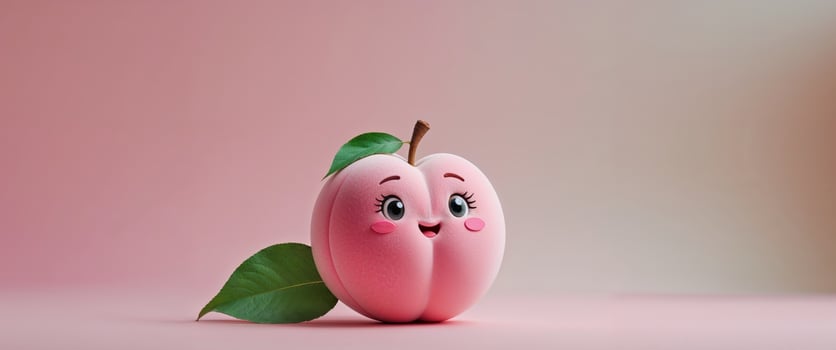A toy peach with a smiley face on it photo