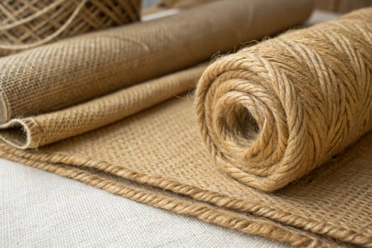 Organic hemp fabric and natural fibers showcase their texture and versatility. warm tones and earthy materials evoke sense of sustainability and craftsmanship photo