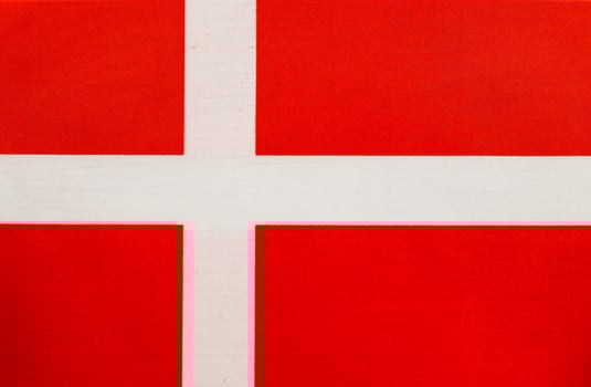 Denmark flag displayed prominently in bright colors photo