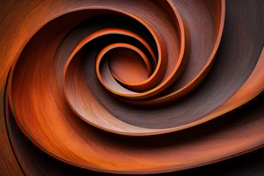 Wooden structure forming a spiral with warm color tones photo