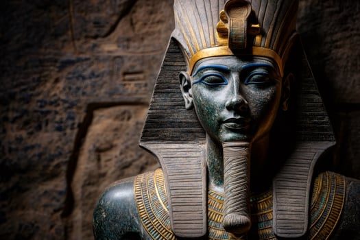 Majestic statue of tutankhamun emerging from the shadows of history photo