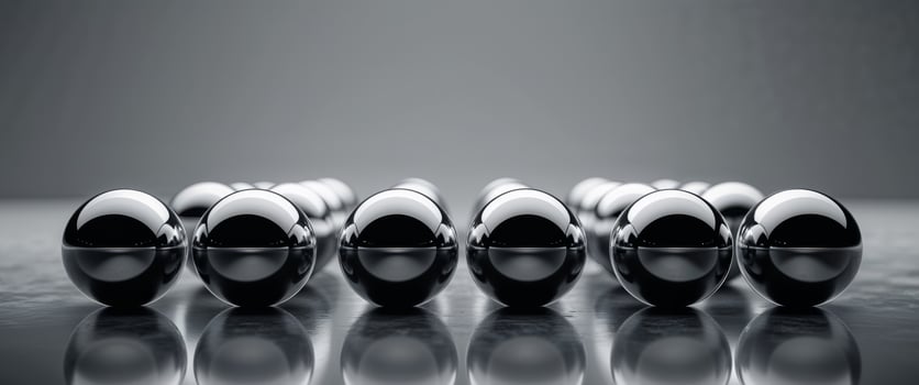 A group of shiny balls in a row photo