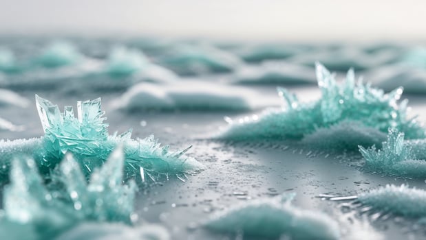 Frozen ice crystals on the ground photo
