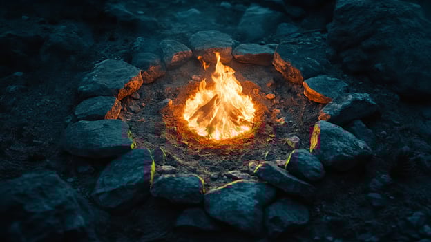 Mesmerizing Bonfire Burning Bright Outdoors photo