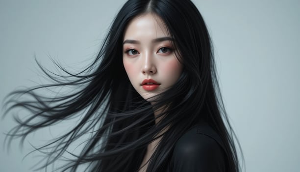 Luxurious Hair on Asian Beauty, Haircare Promotion Image. photo