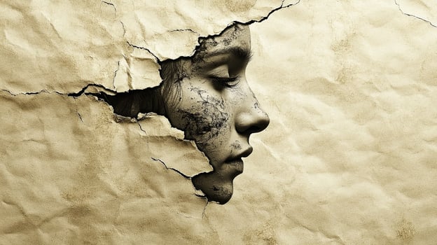Mysterious Face Peeking Through Hole in Wall photo