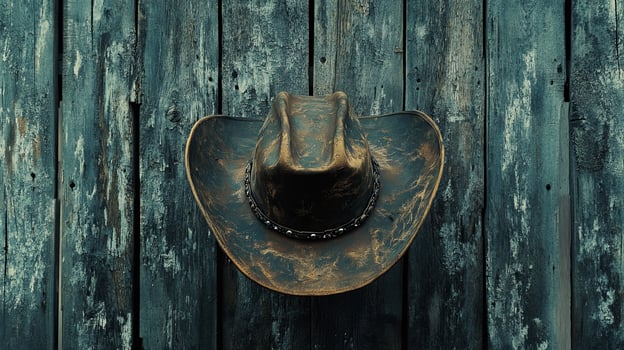 A cowboy hat on a wooden wall photo