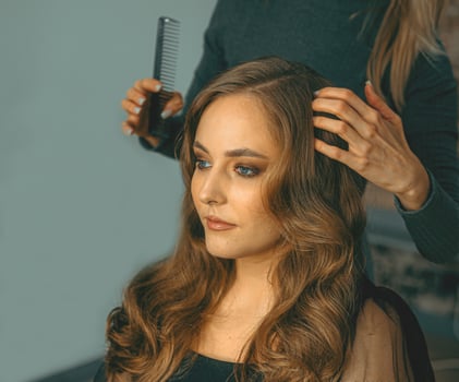 Before and After Makeup Transformation on Young Woman photo