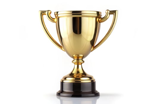 Classic golden cup trophy with a sleek design and black base, symbolizing success, achievement, and celebration of excellence photo