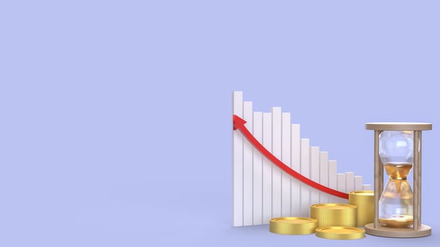 Gold coins and chart for Business concept 3d Rendering . photo