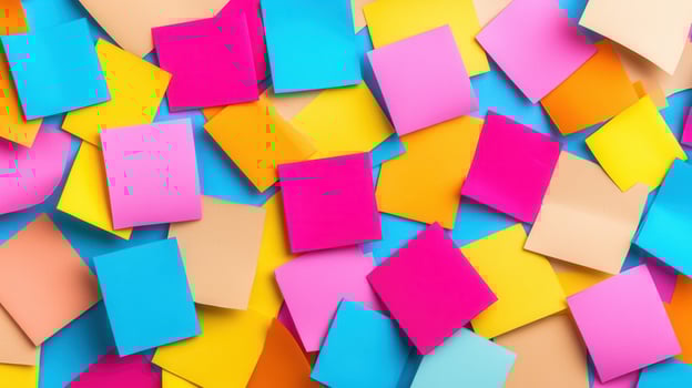 Colorful post it notes on blue background photo