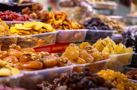 A variety of different types of dried fruits photo