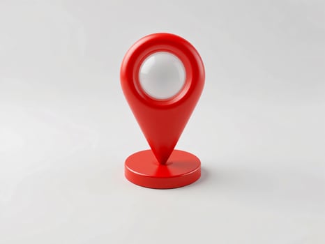 3D red street address pin. Street directions and addresses. photo