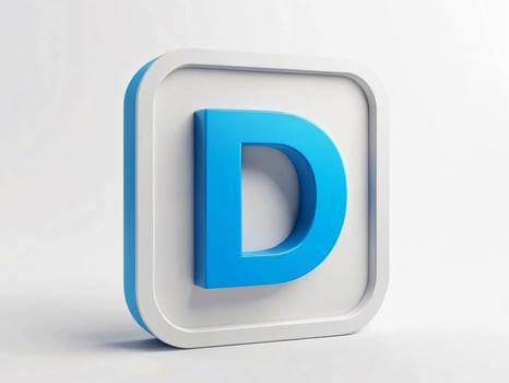 3D letter D in blue with white frame. photo