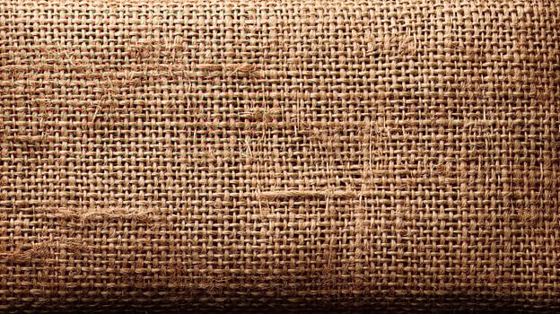 Close-up of textured burlap fabric, showcasing its natural fibers and earthy tones. photo