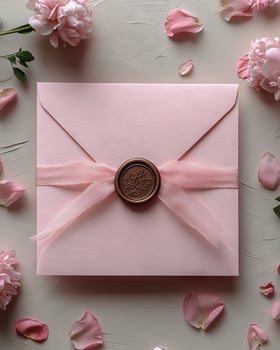 Elegant thank you card mockup surrounded by delicate floral accents and soft petals photo