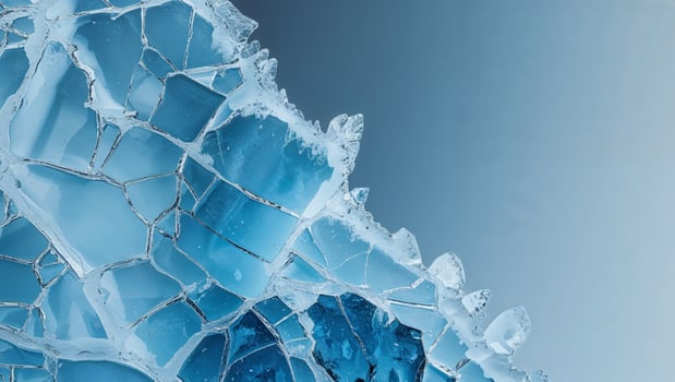 Abstract texture of cracked ice shades of blue background design photo