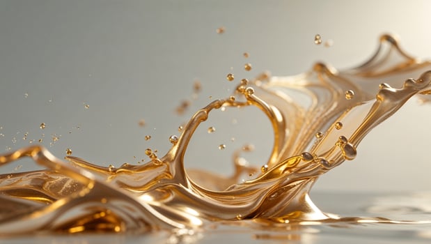 Gold liquid splashing into the water photo