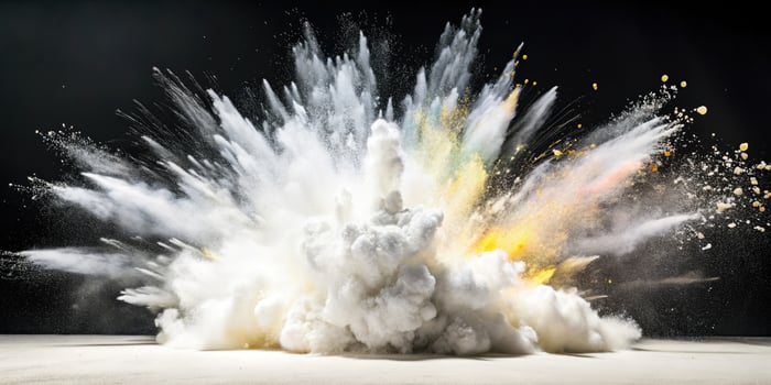 Explosion of colorful powder captured mid-air. photo
