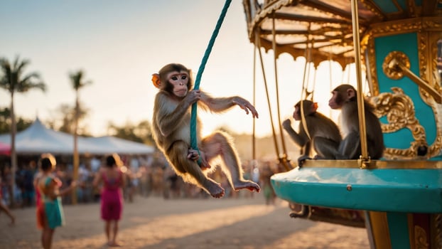 Monkey Swing on Rope at Outdoor Event Sunset photo